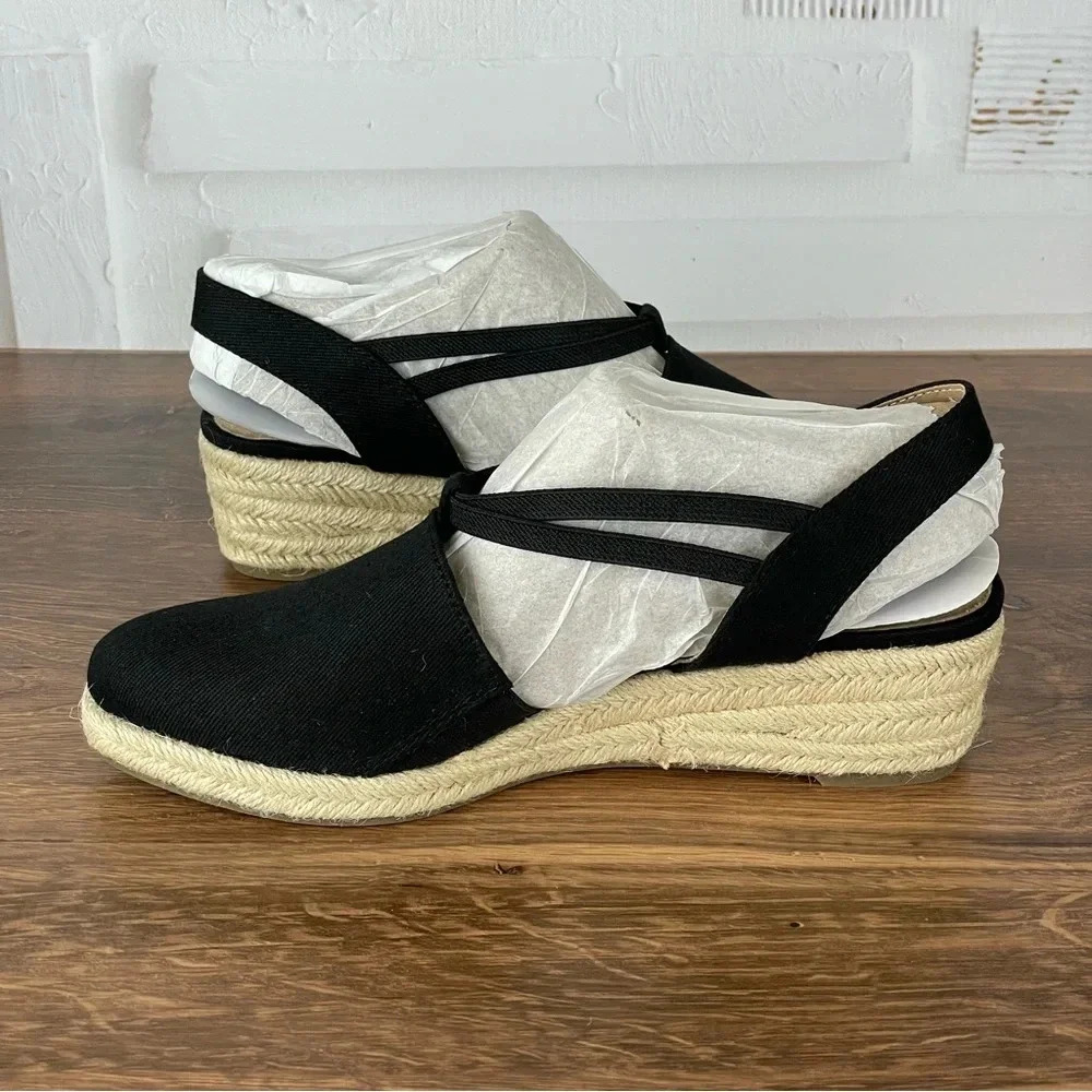 LifeStride Katrina‎ 2 Espadrille Wedge Sandal Black Comfort shock absorption $80 - Picture 7 of 8